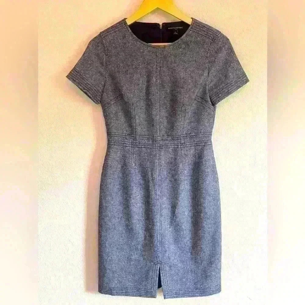 Banana Republic Wool Blend Fully Lined Dress Heathered Blue Size 0
